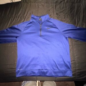 Nike Blue Performance Jacket with Quarter-Zip and Standing Collar